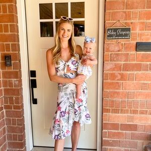 WAYF colorful floral ruffle a- line dress